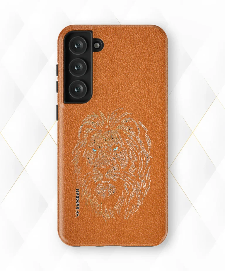 Lion Stare Peach Leather Case