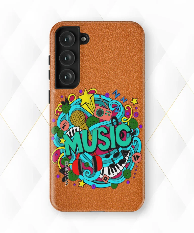 Music Swirls Peach Leather Case