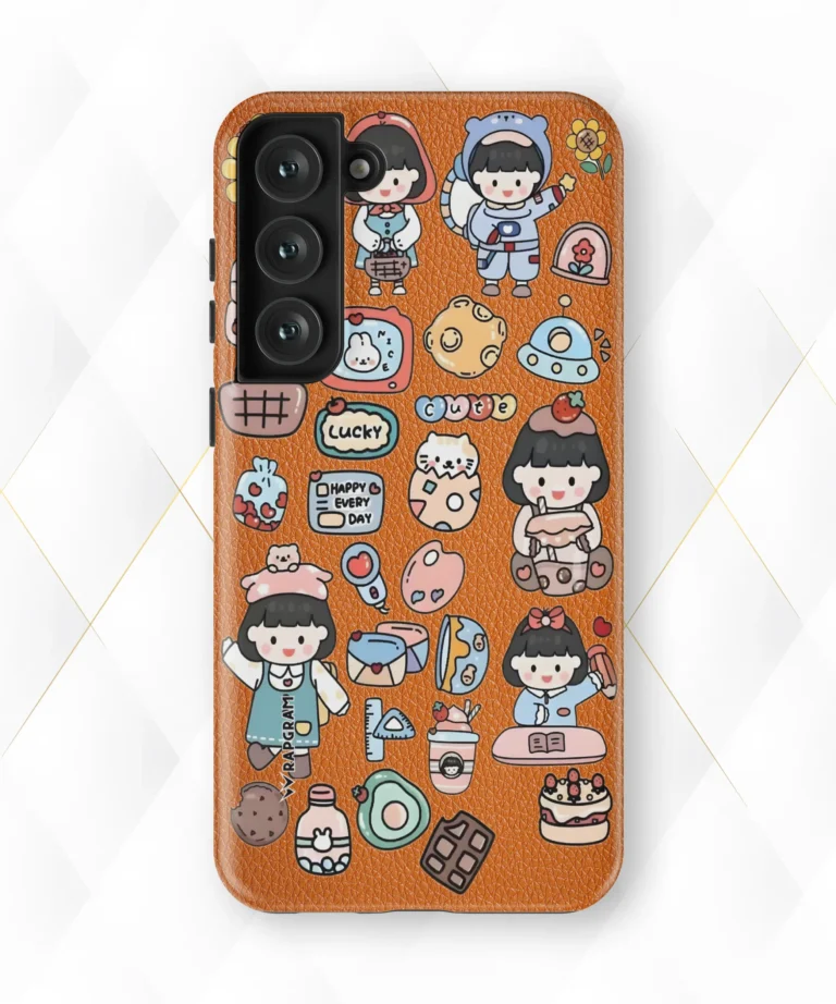 Cute Kiddo Peach Leather Case