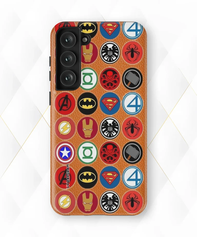 Superhero Stamps Peach Leather Case