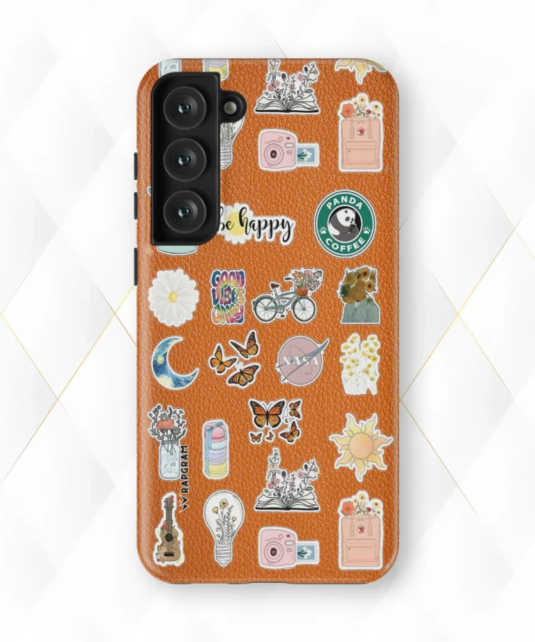Be Happy Peach Leather Case