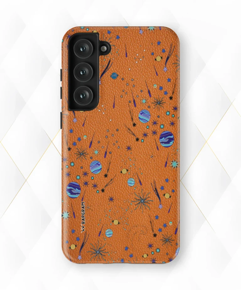 Stars Planets Peach Leather Case