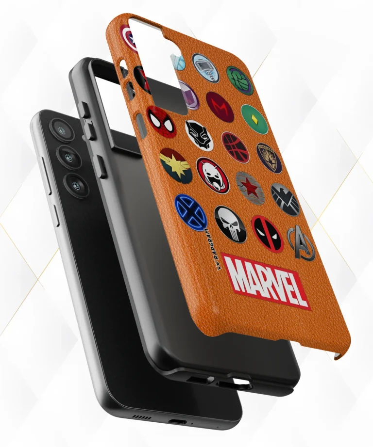 Marvel Badges Peach Leather Case