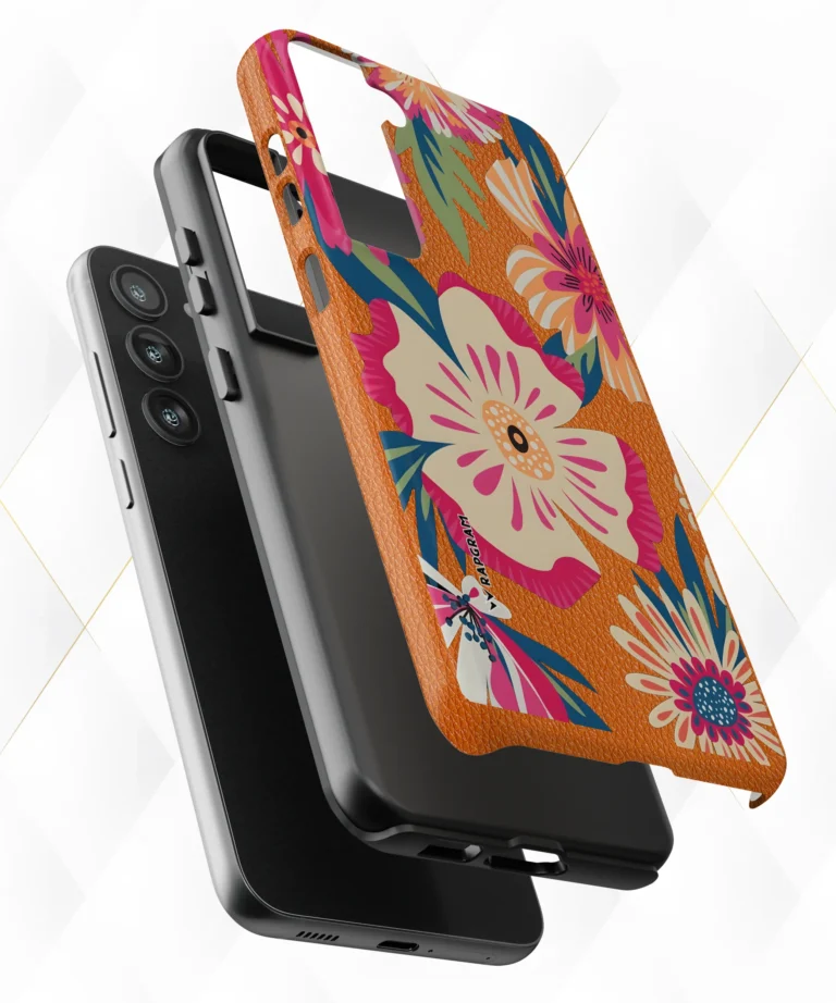 Trippy Blossoms Peach Leather Case