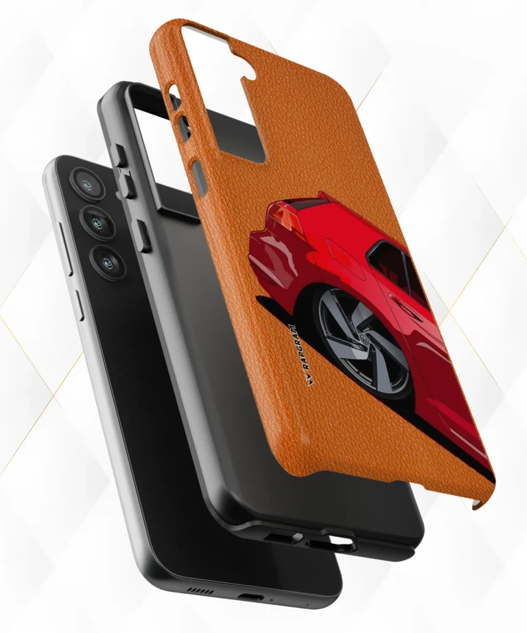 Red Cars Peach Leather Case