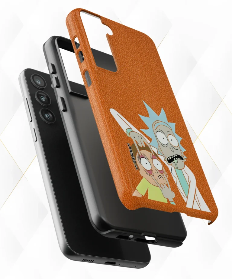 Rick Morty Peach Leather Case
