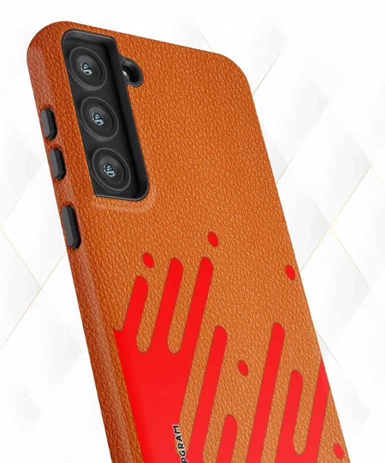 Red Splash Peach Leather Case