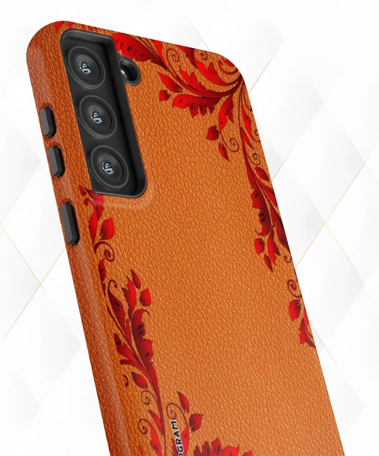 Red Ferns Peach Leather Case