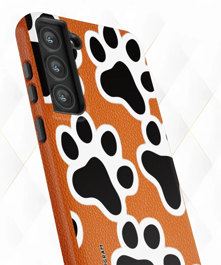 Dog Paws Peach Leather Case