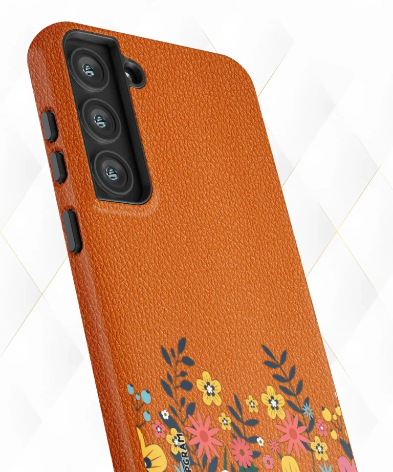 Flower Bushes Peach Leather Case