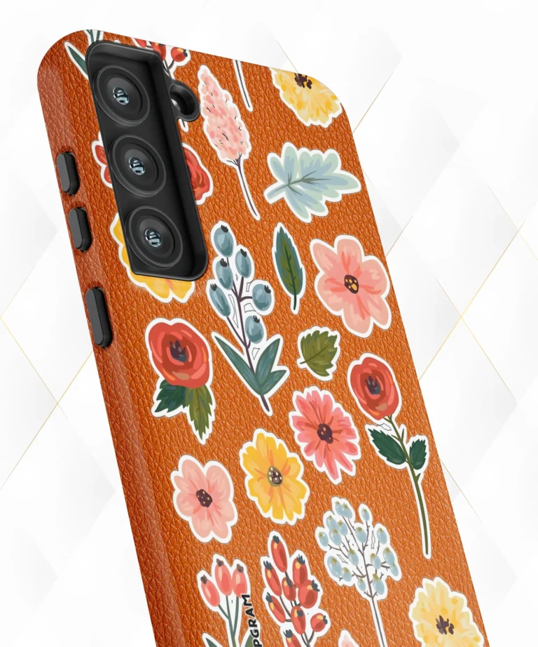 Berries Roses Peach Leather Case