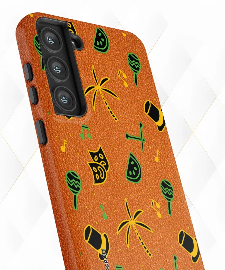 Neon Palms Peach Leather Case