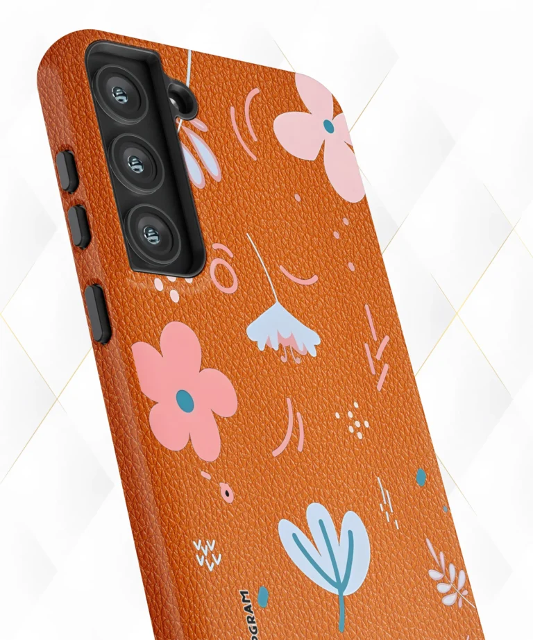 Raining Petals Peach Leather Case