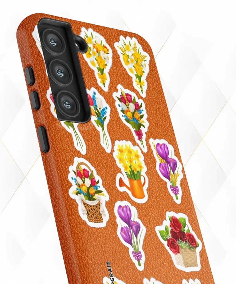 Bouquet Collection Peach Leather Case