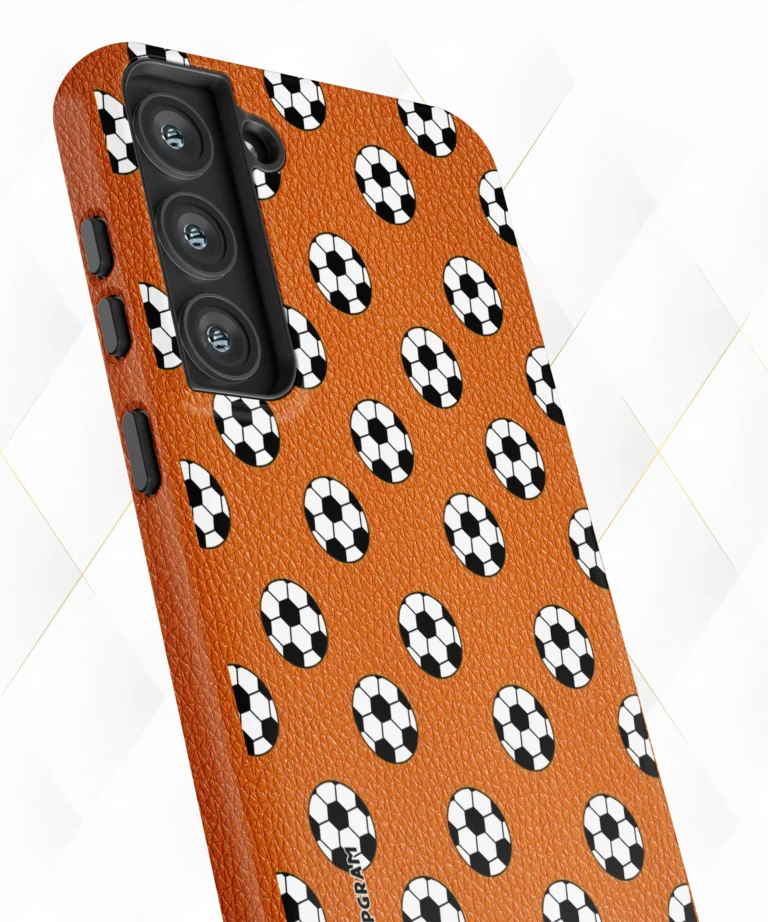Football Stickers Peach Leather Case