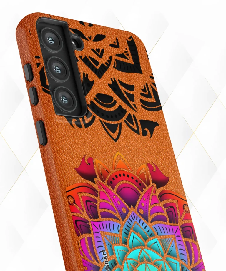 Mandala Layers Peach Leather Case