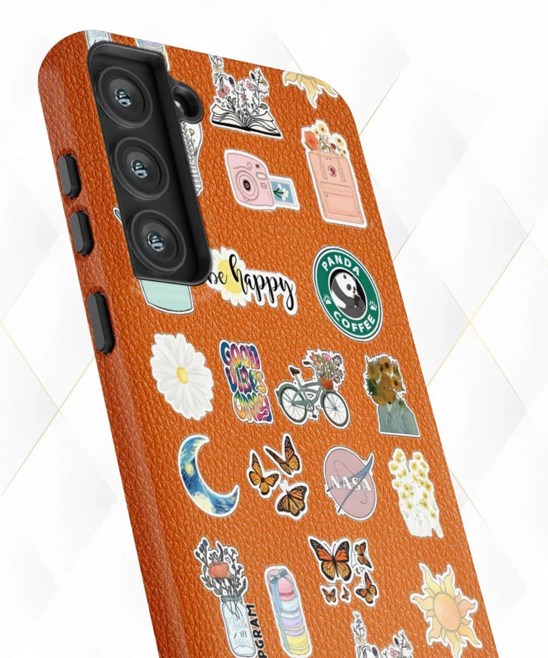 Be Happy Peach Leather Case