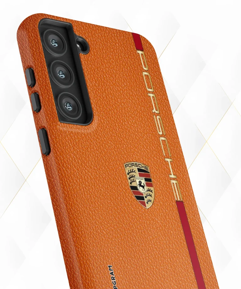 Porsche Stripes Peach Leather Case