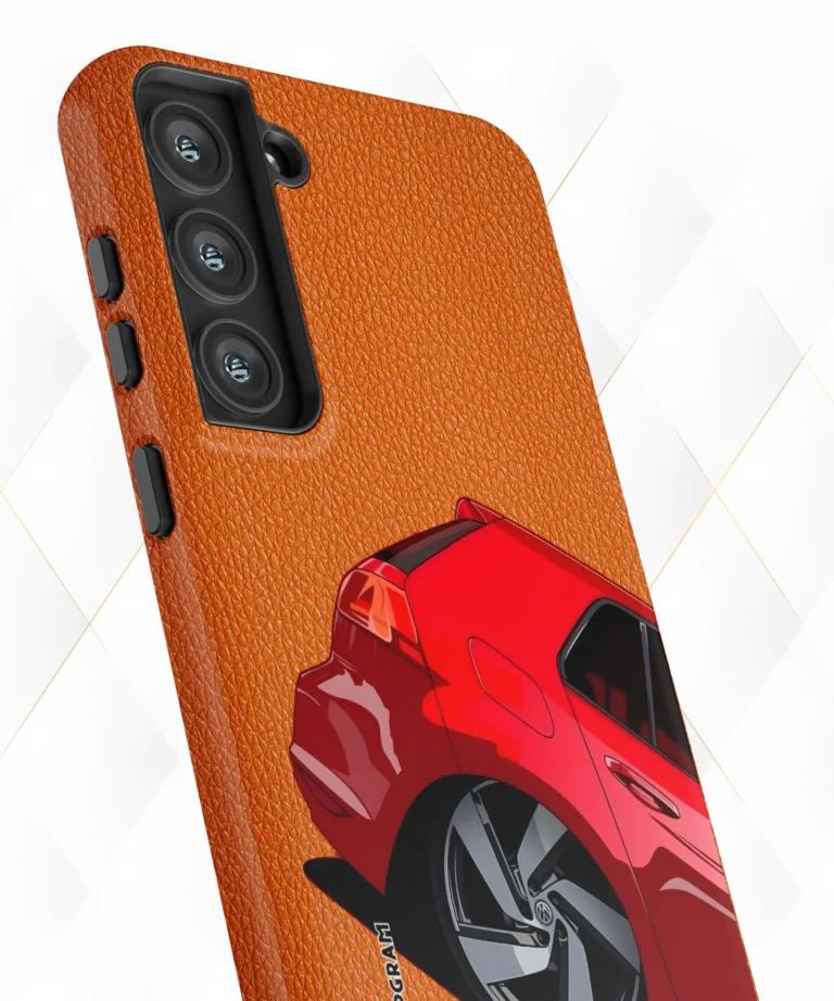 Red Cars Peach Leather Case