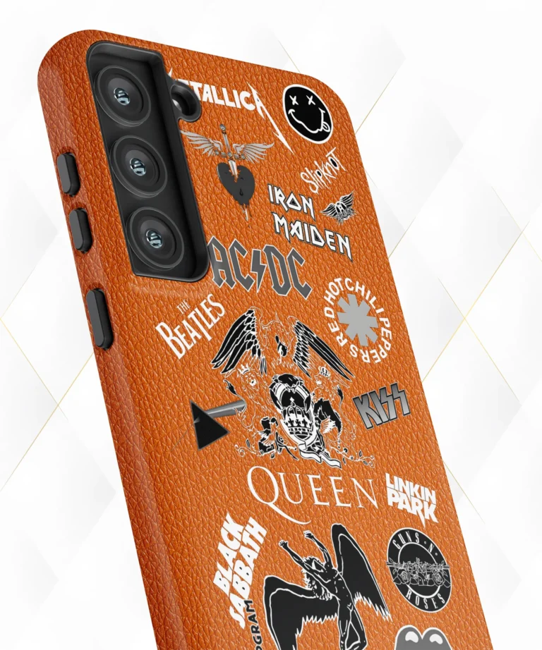 Rock Bands Peach Leather Case