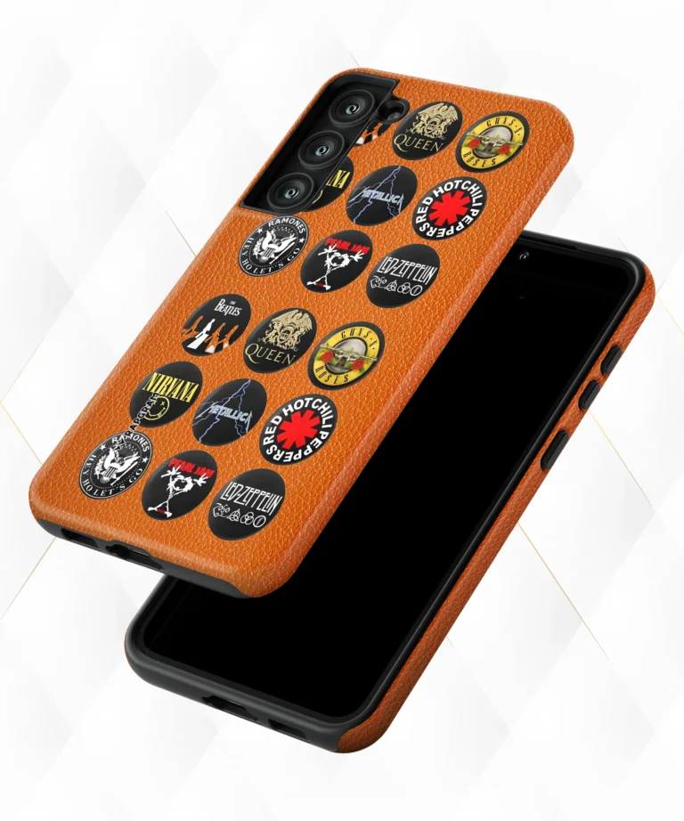 Rock Badges Peach Leather Case