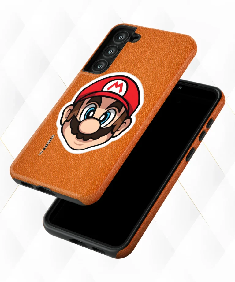 Mario Face Peach Leather Case