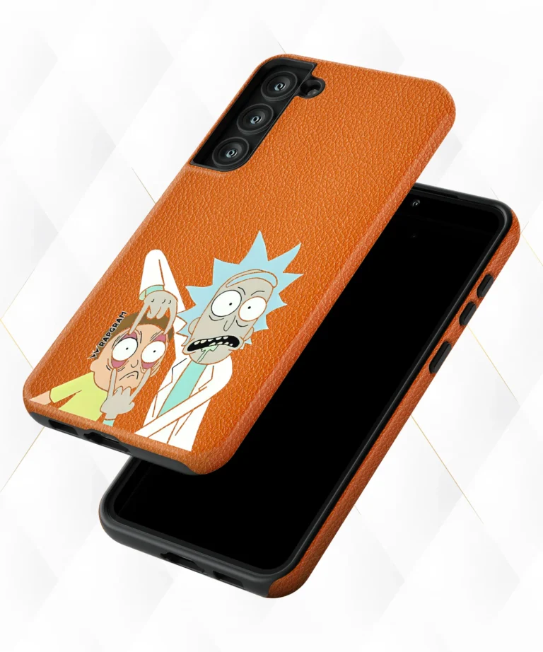 Rick Morty Peach Leather Case