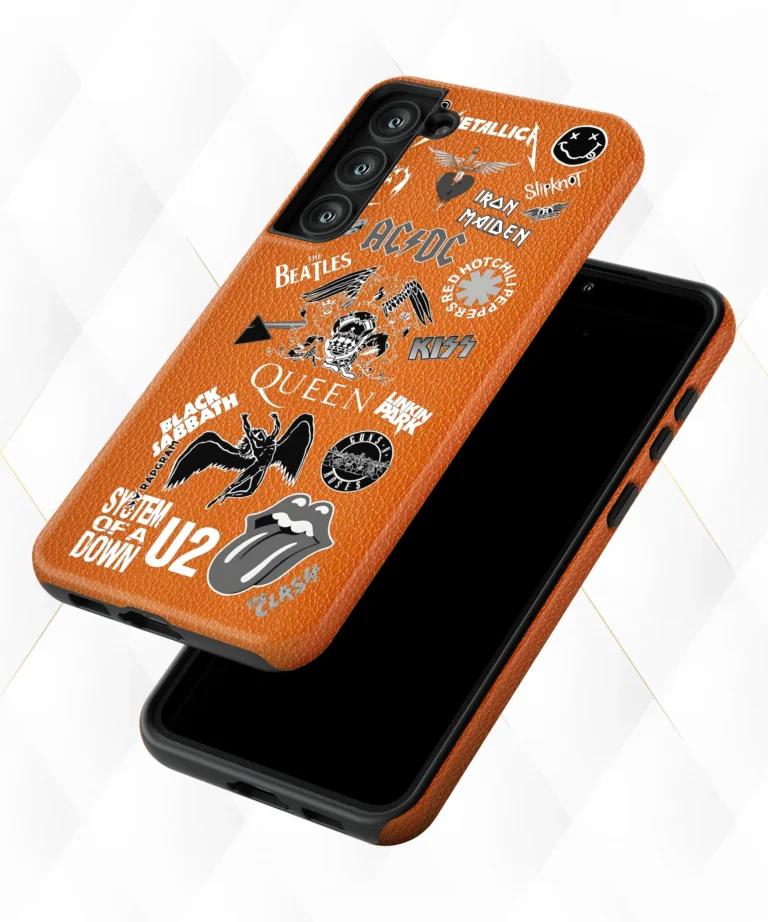 Rock Bands Peach Leather Case