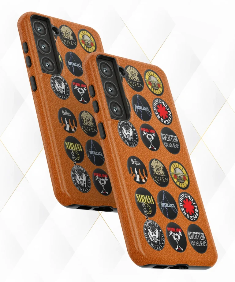 Rock Badges Peach Leather Case