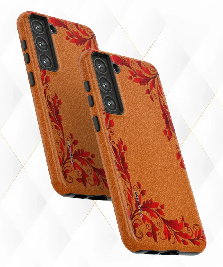 Red Ferns Peach Leather Case