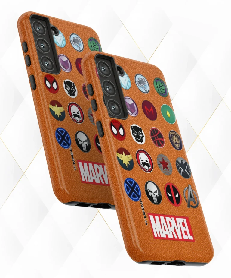 Marvel Badges Peach Leather Case