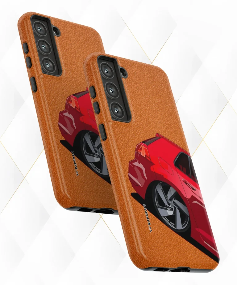 Red Cars Peach Leather Case