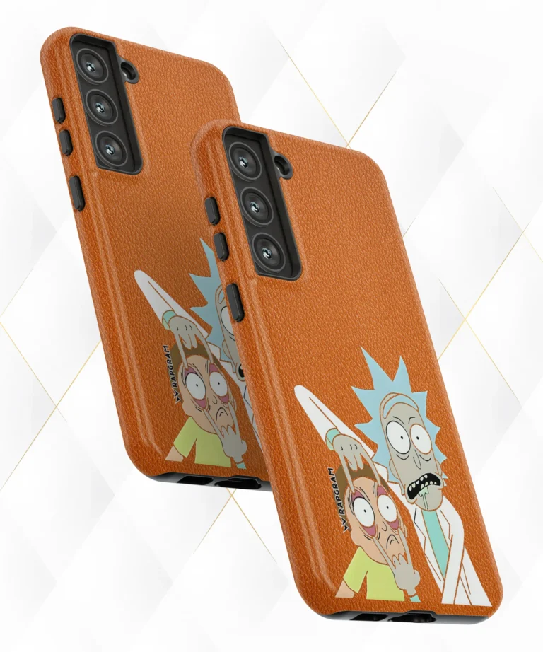 Rick Morty Peach Leather Case