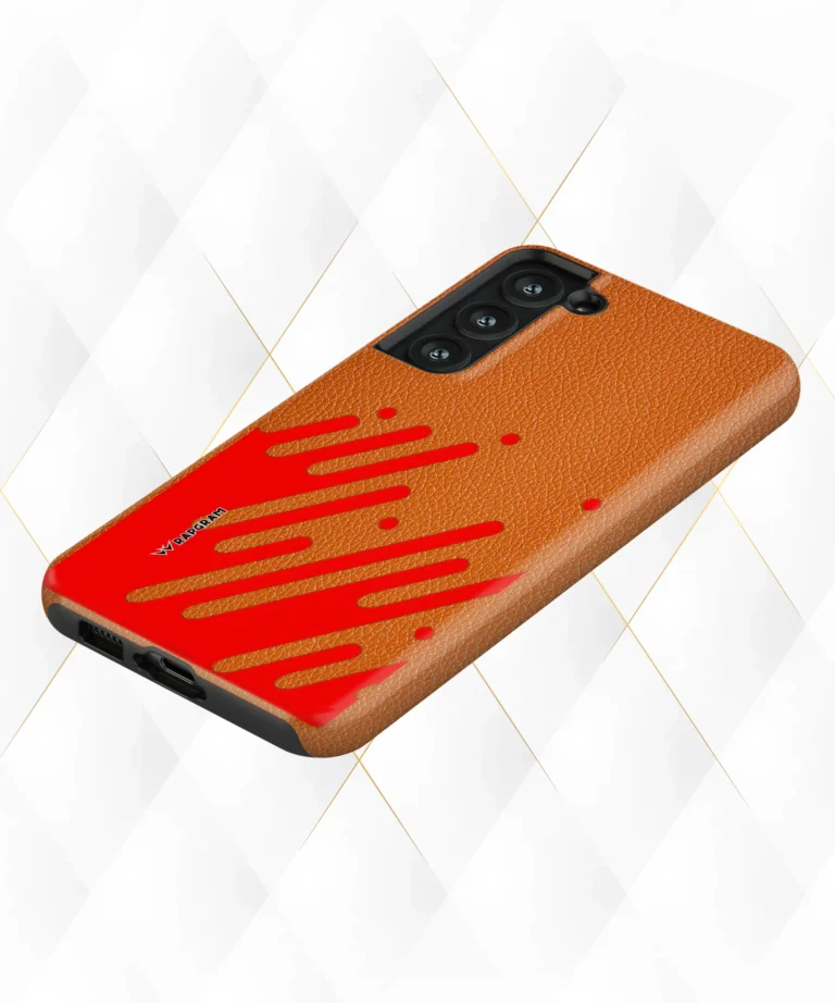 Red Splash Peach Leather Case