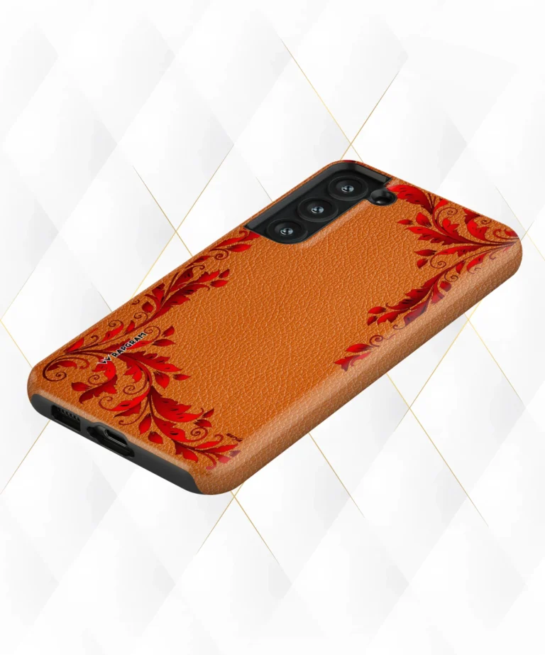 Red Ferns Peach Leather Case