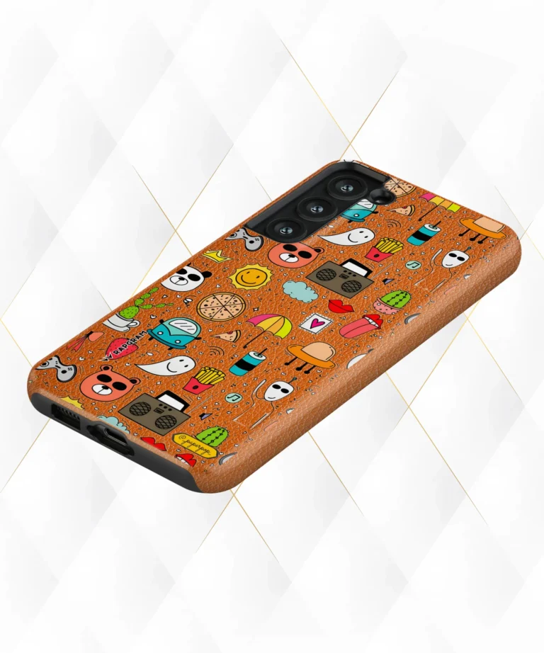 Bear Fries Peach Leather Case