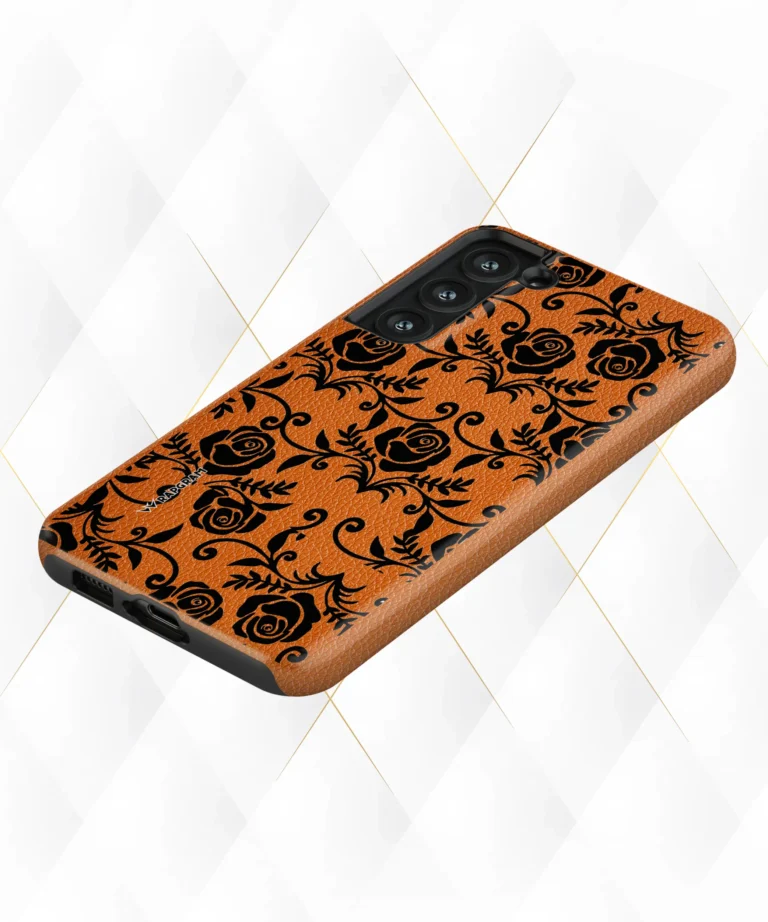 Rose Patterns Peach Leather Case