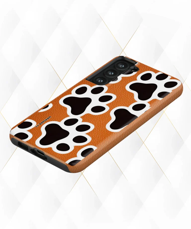 Dog Paws Peach Leather Case