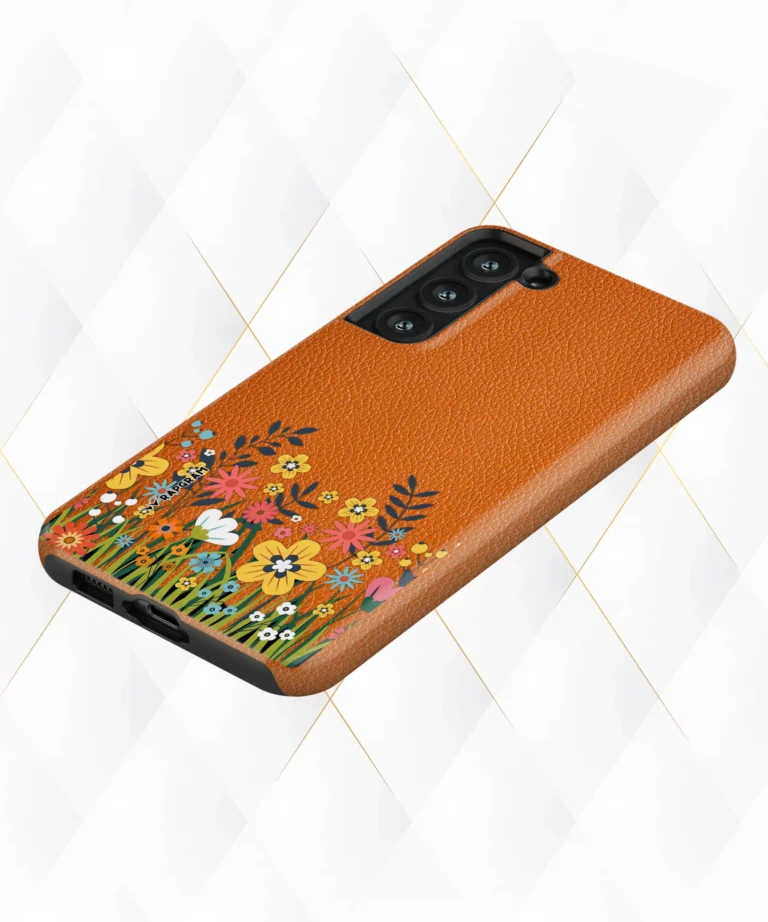 Flower Bushes Peach Leather Case