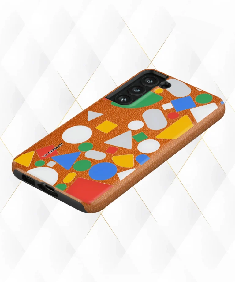 Colored Shapes Peach Leather Case