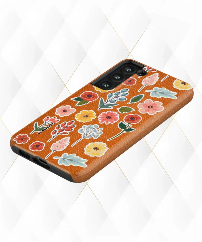 Berries Roses Peach Leather Case