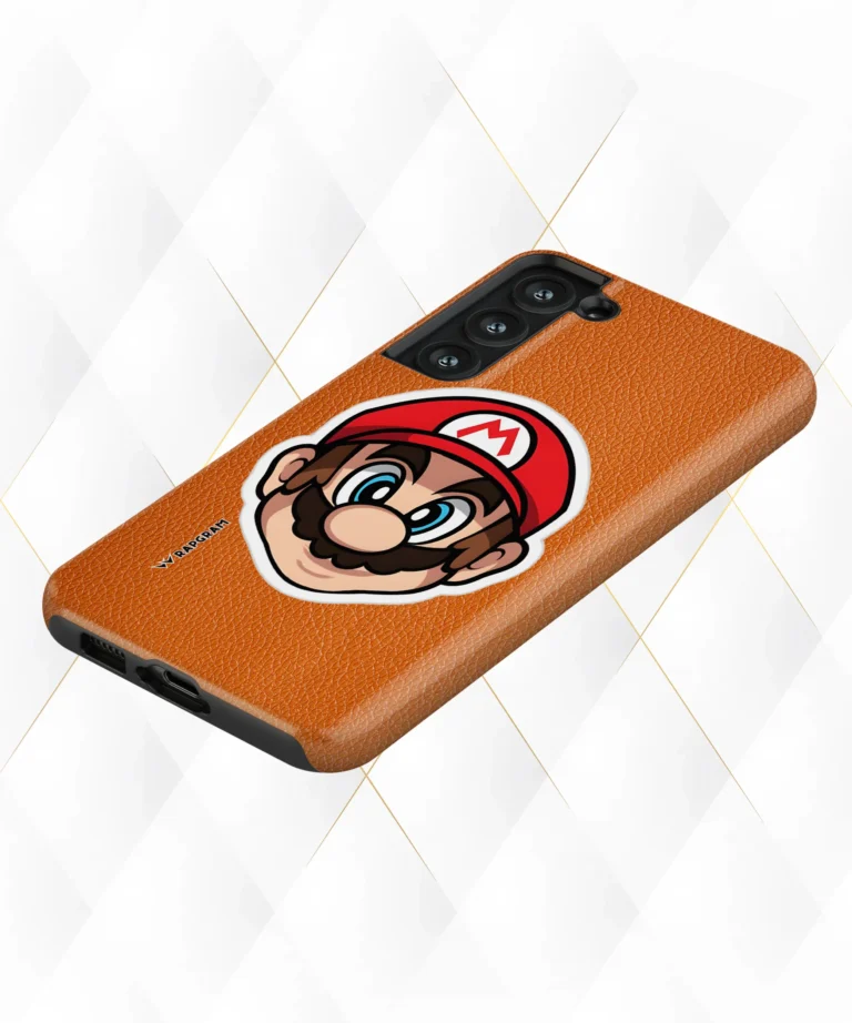Mario Face Peach Leather Case
