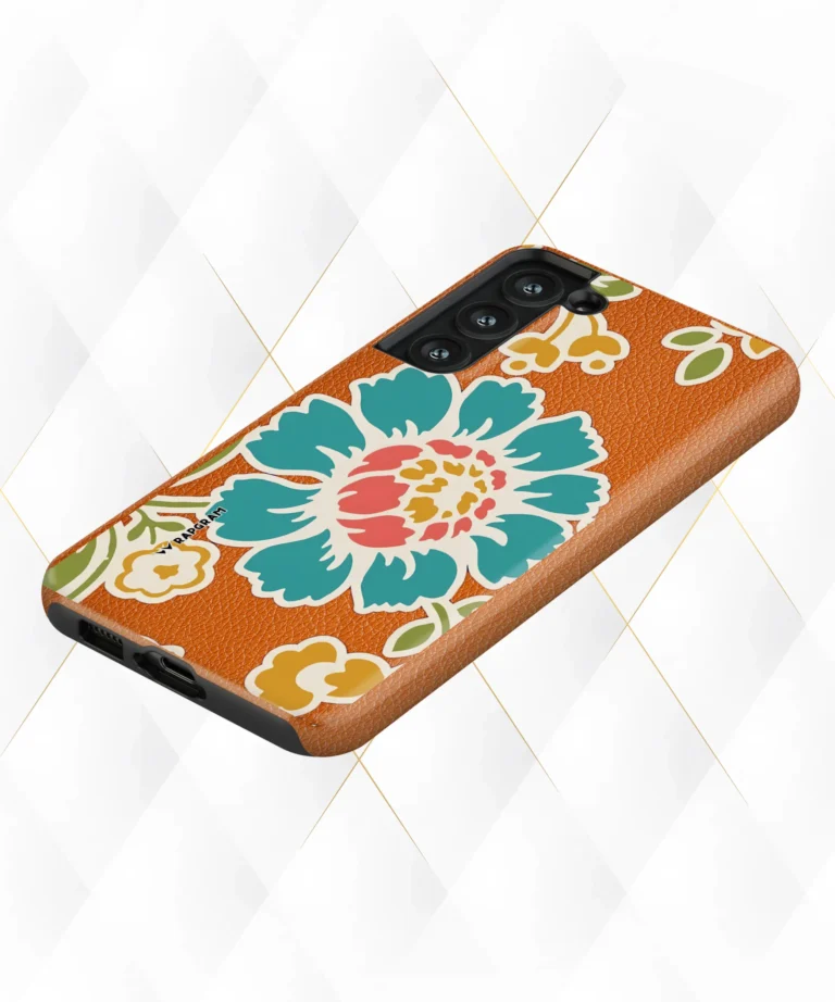 Blue Blossom Peach Leather Case