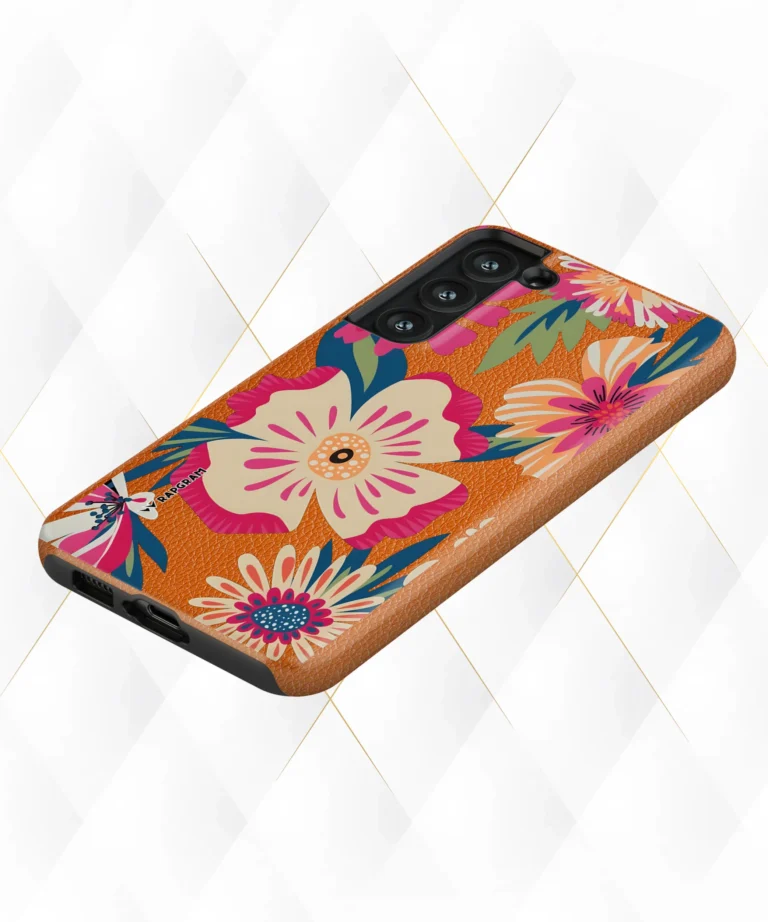 Trippy Blossoms Peach Leather Case