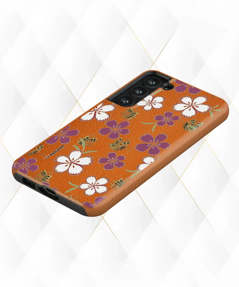 Fly Blooms Peach Leather Case