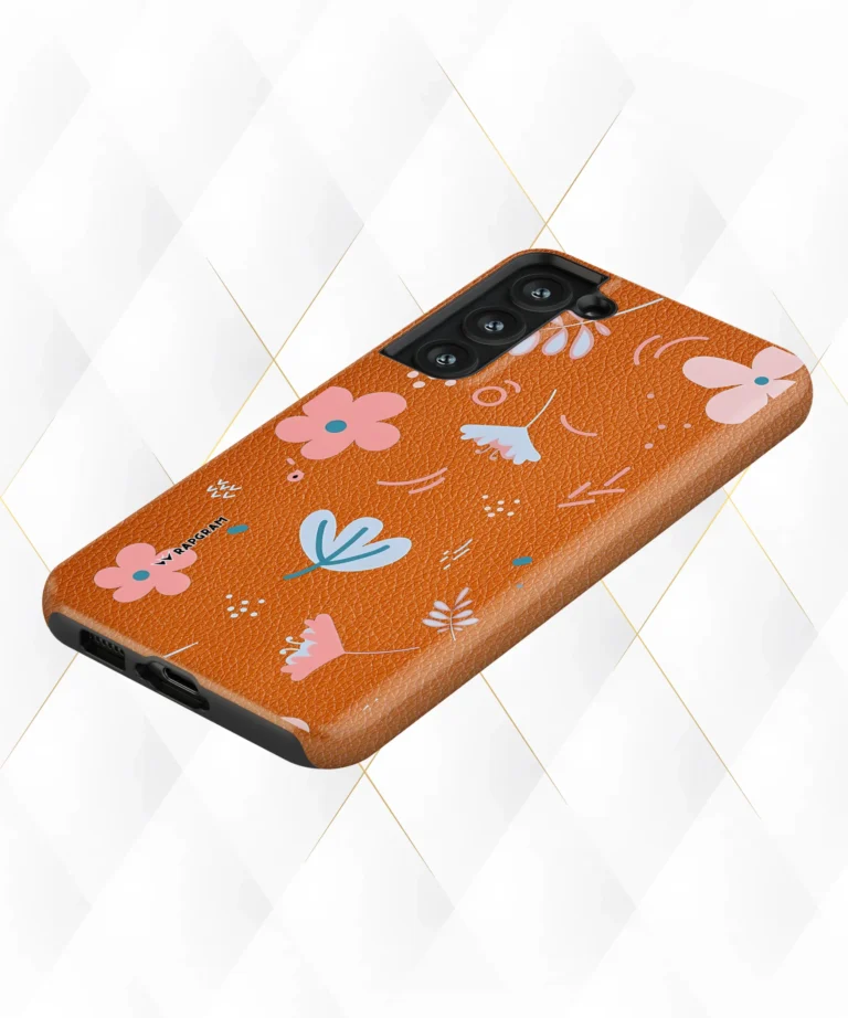 Raining Petals Peach Leather Case