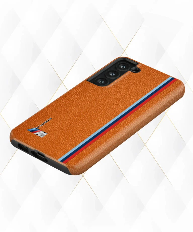 TriColor Stripes Peach Leather Case