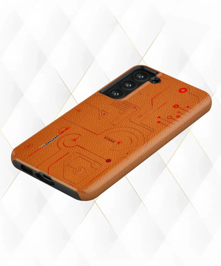 Red Circuit Peach Leather Case