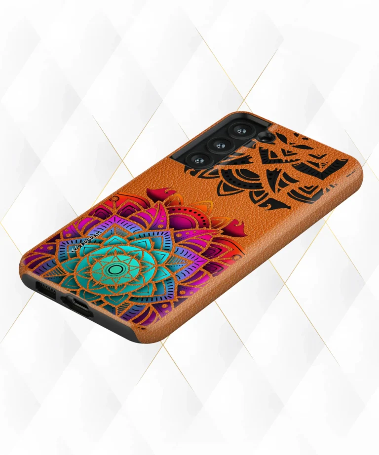 Mandala Layers Peach Leather Case