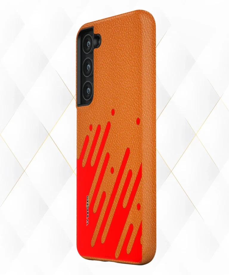 Red Splash Peach Leather Case